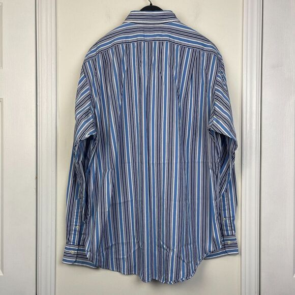 Polo Ralph Lauren Mens XL 100% Cotton Long Sleeve Button Down‎ Blue Striped Pony - Picture 5 of 7